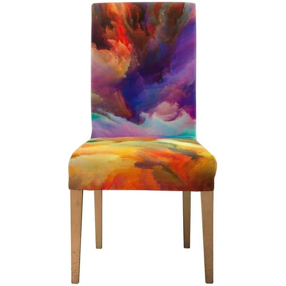 ZHANZZK Fantasy Abstract Decor Rainbow Colorful Burst Clound Stretch Chair Cover Protector Seat Slipcover for Dining Room Hotel Wedding Party Set of 1