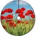 thumbnail image 1 of ZHANZZK Flowers Red Poppies Blossom Xmas Christmas Tree Skirt Stand Mat for Holiday Party Decoration Indoor Outdoor 48 inches, 1 of 3