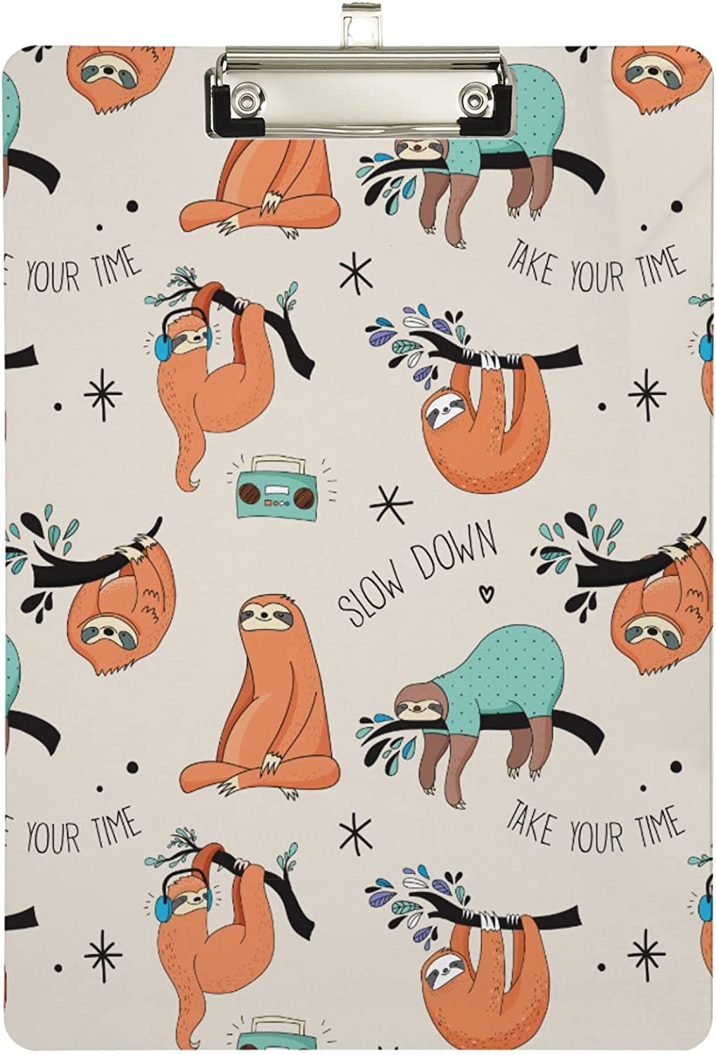 ZHANZZK Funny Branch Sloth Musical Style Clipboard Hardboard Wood ...