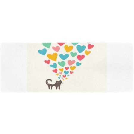 ZHANZZK Funny Cat in Love with Colorful Sweet Hearts Extra Extended Large Gaming Mouse Pad Mat Desk Pad Keyboard Mat 31.5x12 inch