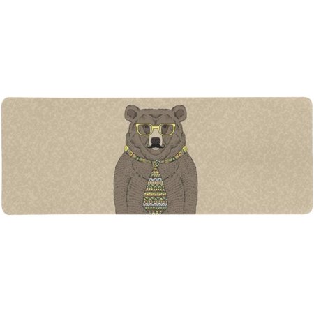 ZHANZZK Funny Hipster Bear in Tie and Glasses with Mustache Extra Extended Large Gaming Mouse Pad Mat Desk Pad Keyboard Mat 31.5x12 inch