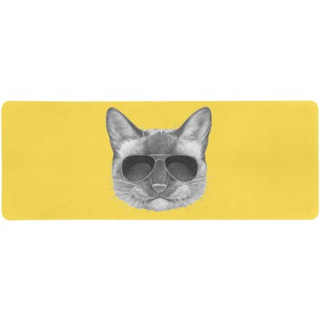 ZHANZZK Funny Portrait of Siamese Cat with Sunglasses Extra Extended Large Gaming Mouse Pad Mat Desk Pad Keyboard Mat 31.5x12 inch