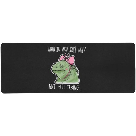ZHANZZK Funny Quotes Lizard When You Know You're Ugly Extra Extended Large Gaming Mouse Pad Mat Desk Pad Keyboard Mat 31.5x12 inch
