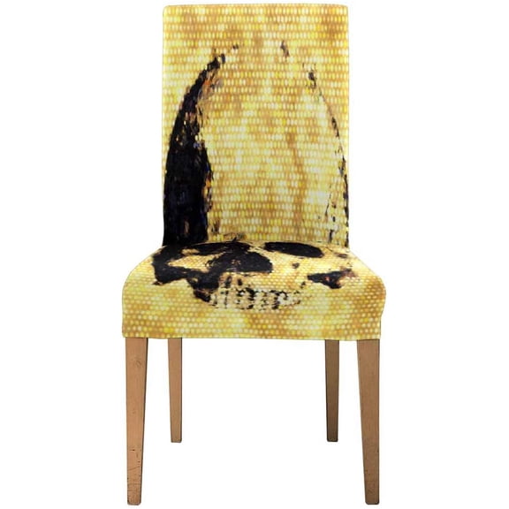 ZHANZZK Golden Skull with Golden Shiny Dots Stretch Chair Cover Protector Seat Slipcover for Dining Room Hotel Wedding Party Set of 1
