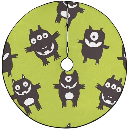 ZHANZZK Happy Monsters Pattern Xmas Christmas Tree Skirt Stand Mat for Holiday Party Decoration Indoor Outdoor 36 inches