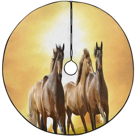 ZHANZZK Horses in Sunset Pattern Xmas Christmas Tree Skirt Stand Mat for Holiday Party Decoration Indoor Outdoor 48 inches