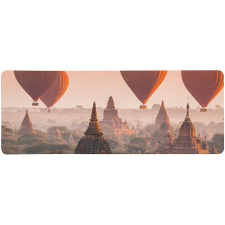 ZHANZZK Hot Air Balloon Over Myanmar Plain in Misty Morning Extra Extended Large Gaming Mouse Pad Mat Desk Pad Keyboard Mat 31.5x12 inch