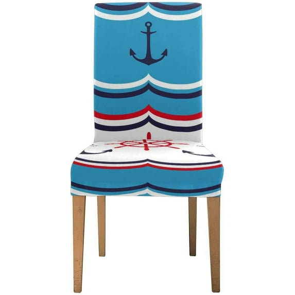 ZHANZZK Marine with Anchors Stretch Chair Cover Protector Seat Slipcover for Dining Room Hotel Wedding Party Set of 1