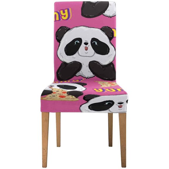ZHANZZK Panda Bear with Pizza Stretch Chair Cover Protector Seat Slipcover for Dining Room Hotel Wedding Party Set of 1