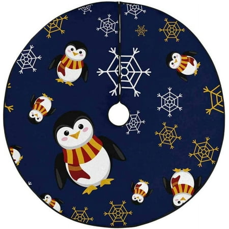 ZHANZZK Penguins Snowflakes Christmas Xmas Christmas Tree Skirt Stand Mat for Holiday Party Decoration Indoor Outdoor 48 inches