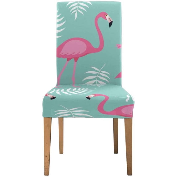 ZHANZZK Pink Flamingo Birds Leaves Stretch Chair Cover Protector Seat Slipcover for Dining Room Hotel Wedding Party Set of 1