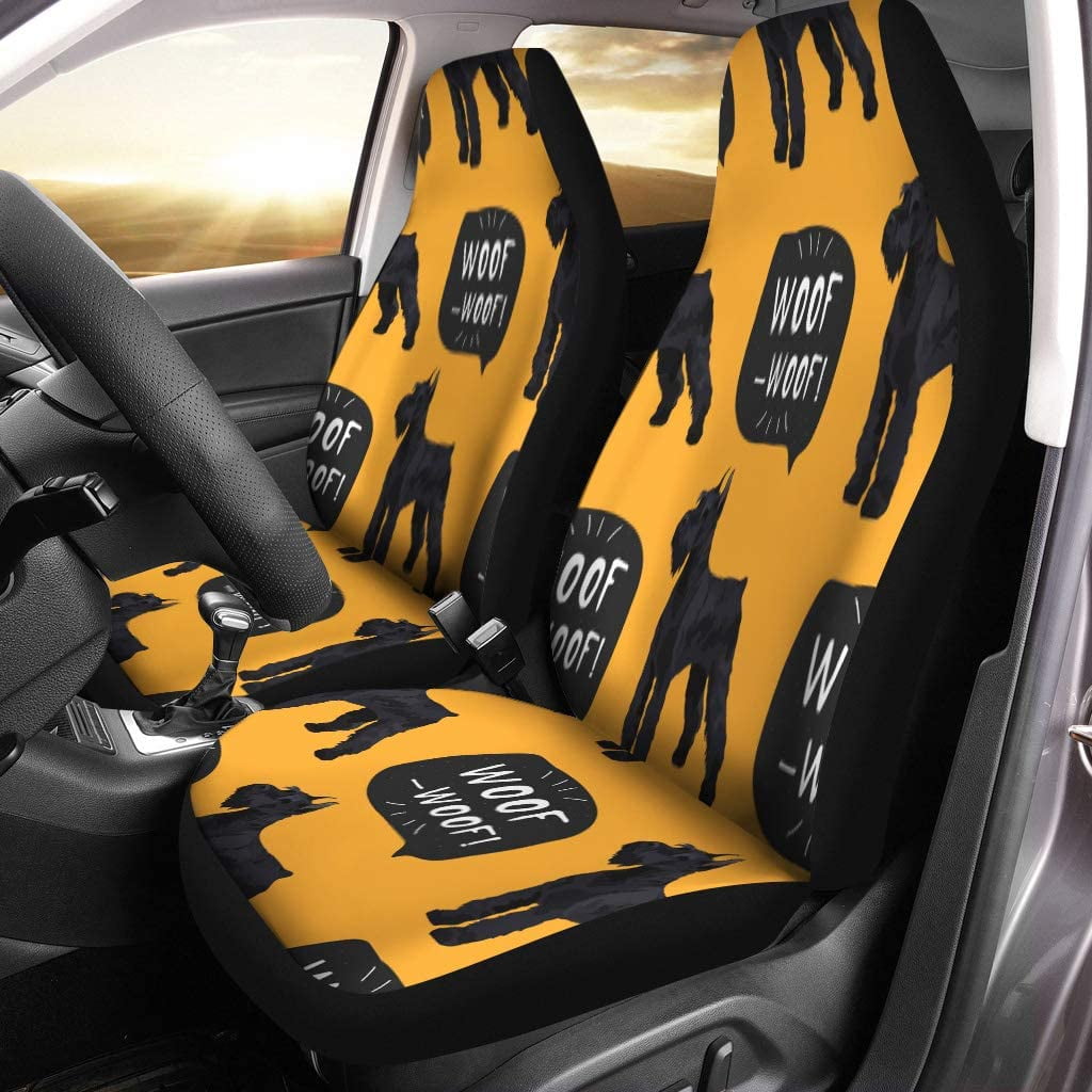 ZHANZZK Set of 2 Car Seat Covers Beard Dog Giant Schnauzer