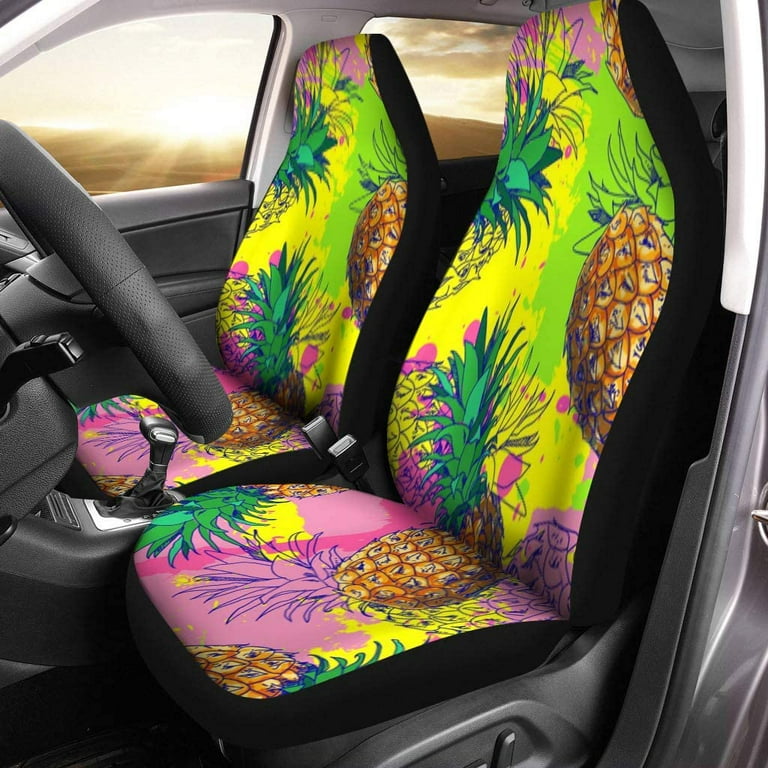 ZHANZZK Set of 2 Car Seat Covers Blue Luau Pineapple and Color
