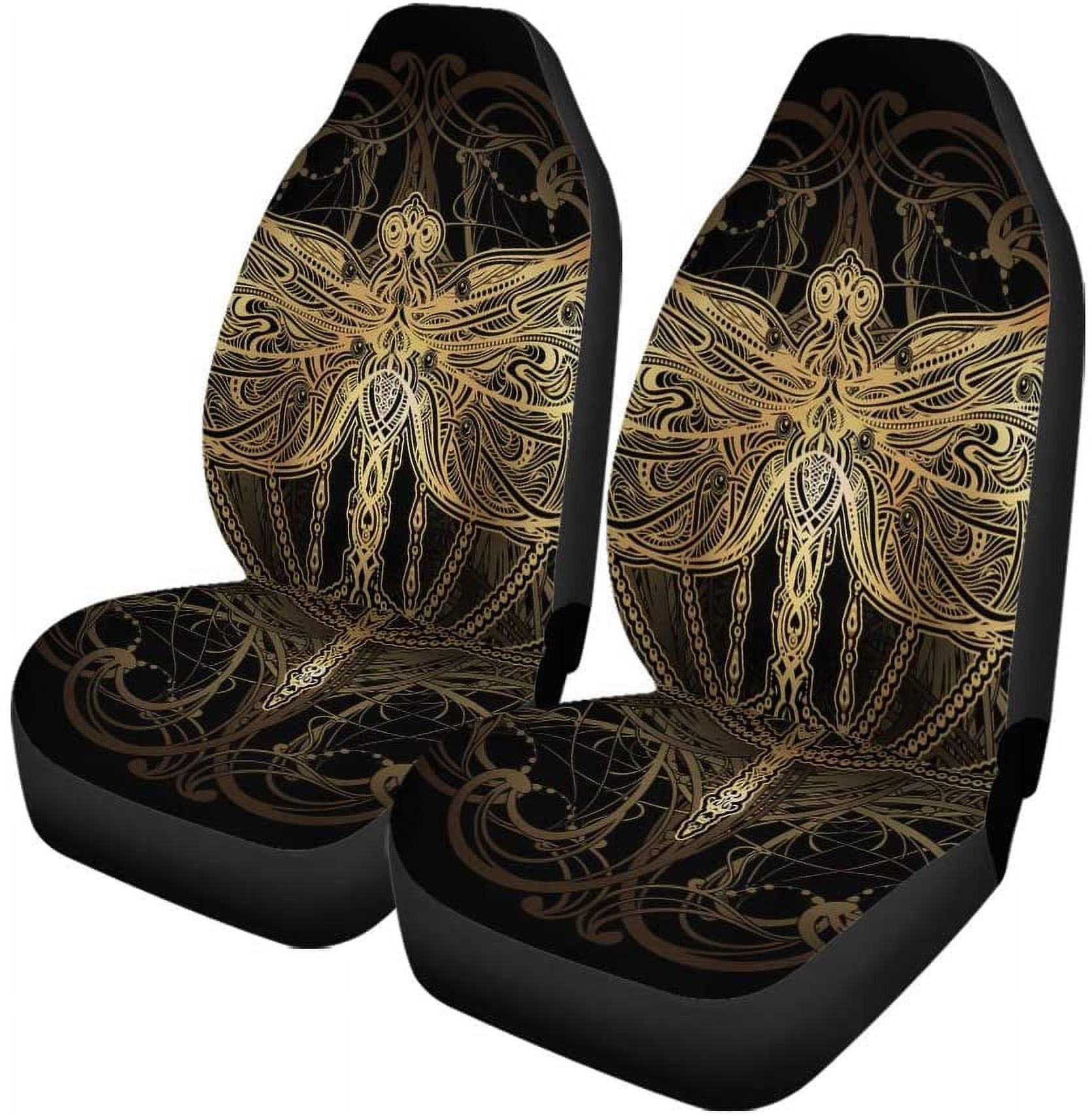 ZHANZZK Set of 2 Car Seat Covers Exquisite Ornate Dragonfly Esoteric