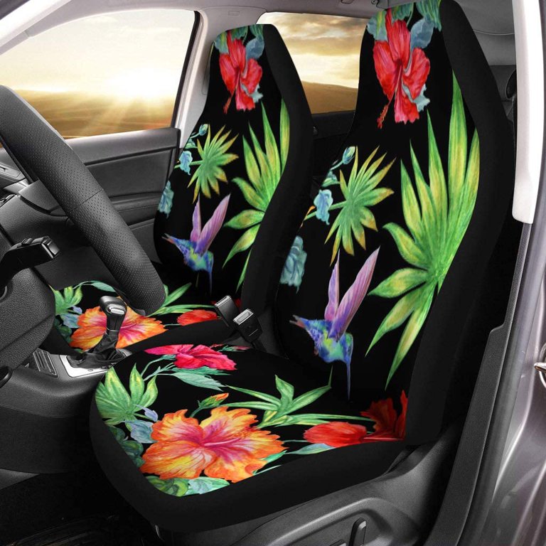 Xoenoiee 2 Pack Car Seat Cover Front Seats Only, Sea Turtle Flower