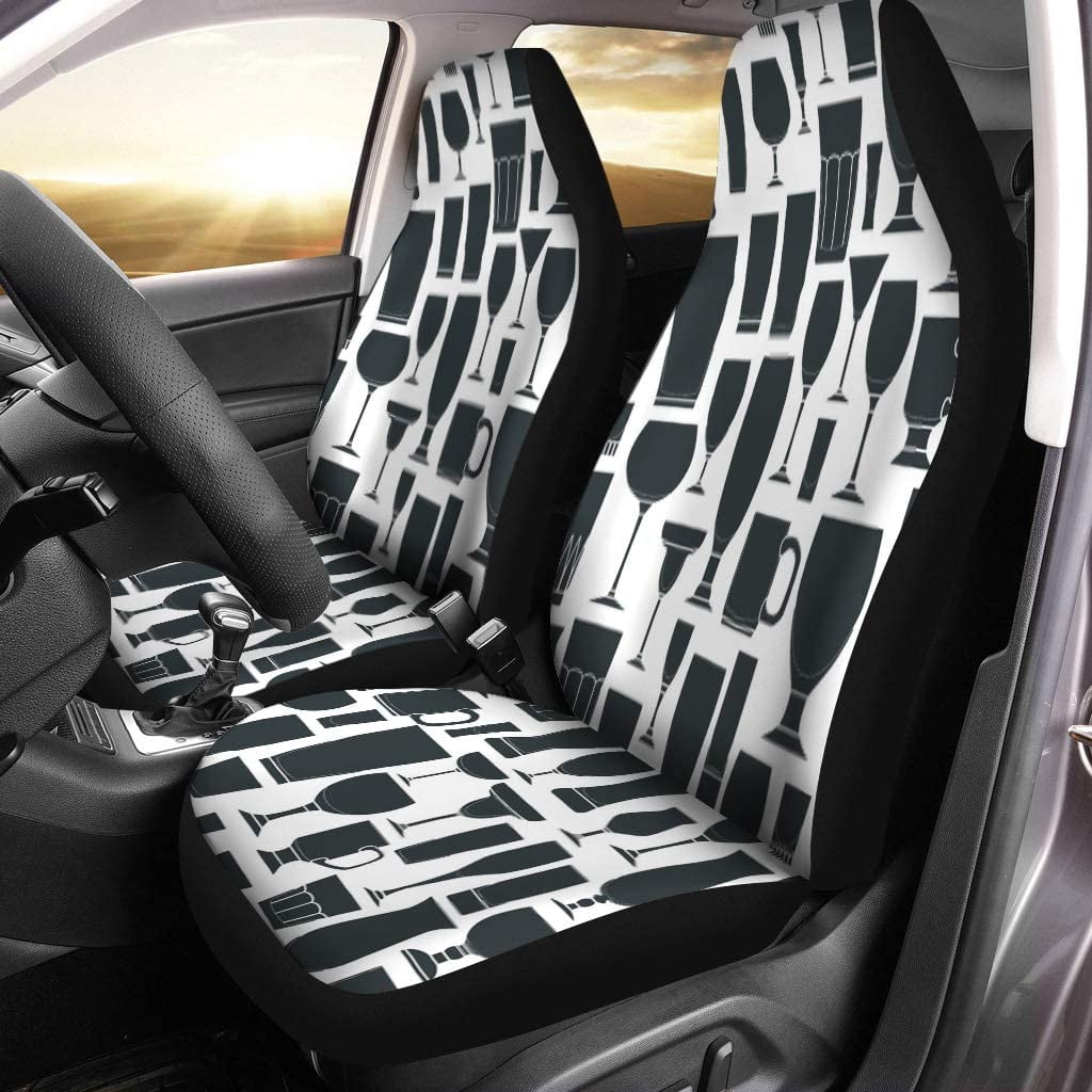ZHANZZK Set of 2 Car Seat Covers Outline Silhouette Bar Glasses Restaurant for Vodka Universal Auto Front Seats Protector Fits for Car SUV Sedan Truck Walmart