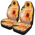thumbnail image 1 of ZHANZZK Set of 2 Car Seat Covers Vibrant Yellow Watercolor Sunflowers of Old Ephemera Notes Universal Auto Front Seats Protector Fits for Car,SUV Sedan,Truck, 1 of 5