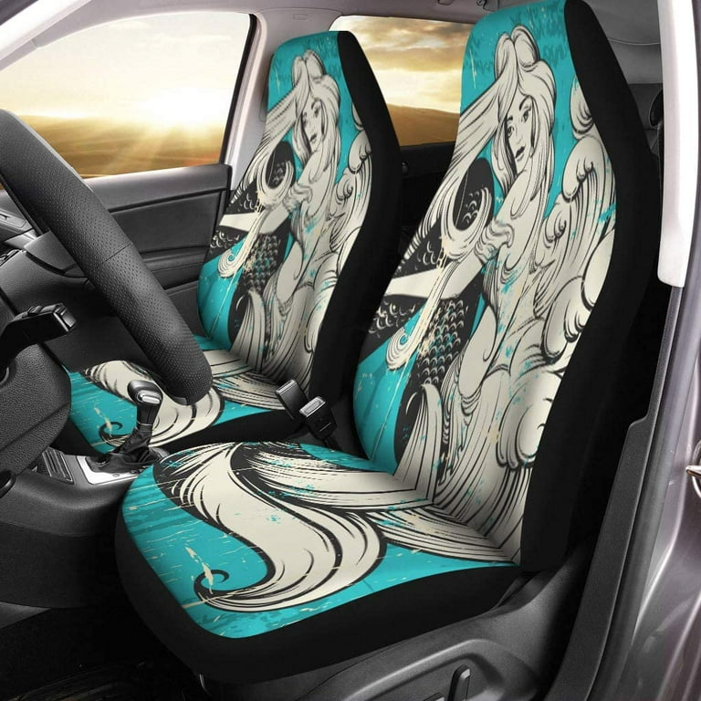 ZHANZZK Set of Car Seat Covers Beautiful Mermaid Long Hair and