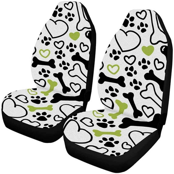 ZHANZZK Set of 2 Car Seat Covers Bones Love Painting Universal Auto Front Seats Protector Fits for Car,SUV Sedan,Truck
