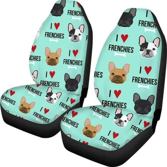 ZHANZZK Set of 2 Car Seat Covers Bulldog 3D Universal Auto Front Seats Protector Fits for Car,SUV Sedan,Truck