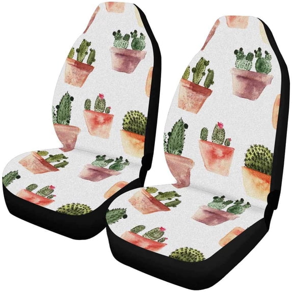 ZHANZZK Set of 2 Car Seat Covers Cactus Universal Auto Front Seats Protector Fits for Car,SUV Sedan,Truck