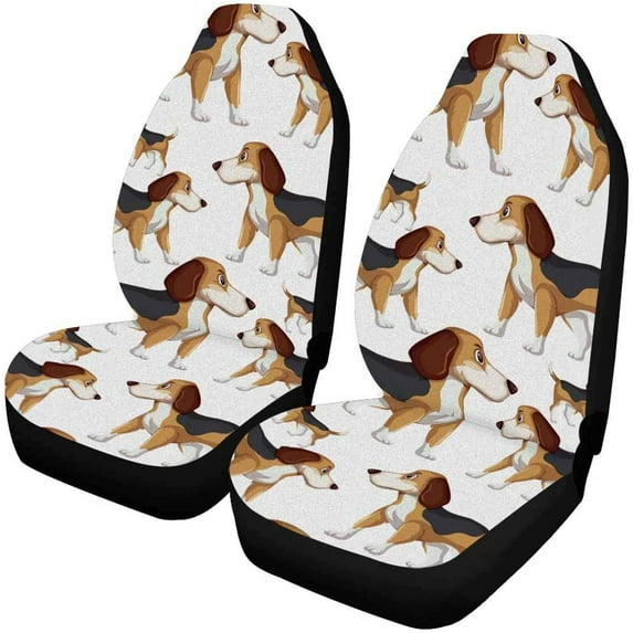 ZHANZZK Set of 2 Car Seat Covers Cute Dogs Universal Auto Front Seats Protector Fits for Car,SUV Sedan,Truck