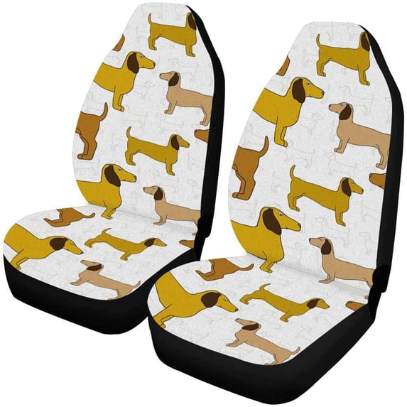 ZHANZZK Set of 2 Car Seat Covers Dachshund in White Universal Auto Front Seats Protector Fits for Car,SUV Sedan,Truck