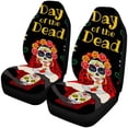 thumbnail image 1 of ZHANZZK Set of 2 Car Seat Covers Day The Dead Skull Flower Universal Auto Front Seats Protector Fits for Car,SUV Sedan,Truck, 1 of 3