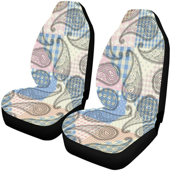 ZHANZZK Set of 2 Car Seat Covers Elegant Paisley Mandala Universal Auto Front Seats Protector Fits for Car,SUV Sedan,Truck