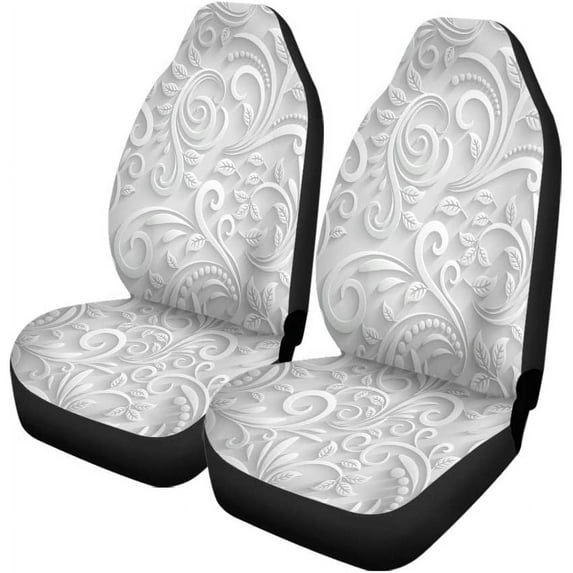 ZHANZZK Set of 2 Car Seat Covers Floral 3D Universal Auto Front Seats Protector Fits for Car,SUV Sedan,Truck