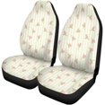 thumbnail image 1 of ZHANZZK Set of 2 Car Seat Covers Green White Striped Flower Universal Auto Front Seats Protector Fits for Car,SUV Sedan,Truck, 1 of 5