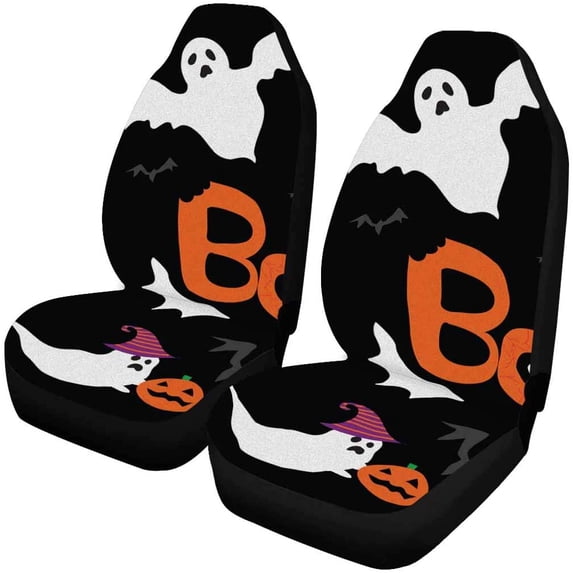 ZHANZZK Set of 2 Car Seat Covers Halloween Ghost Universal Auto Front Seats Protector Fits for Car,SUV Sedan,Truck