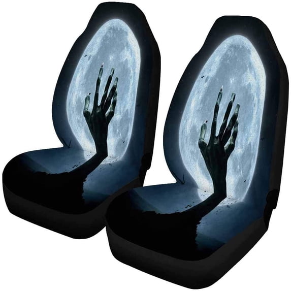 ZHANZZK Set of 2 Car Seat Covers Halloween Zombie Hand Coming Out from The Universal Auto Front Seats Protector Fits for Car,SUV Sedan,Truck