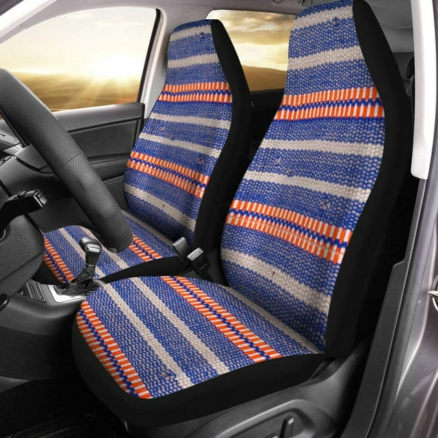 ZHANZZK Set of 2 Car Seat Covers Ikat Lombok Pattern Tribal Abstract Cloths Craft Universal Auto Front Seats Protector Fits for Car,SUV Sedan,Truck