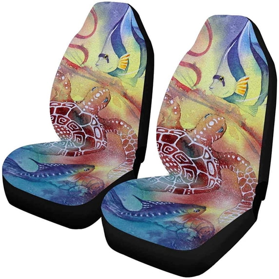 ZHANZZK Set of 2 Car Seat Covers Lake Landscape Scenery Universal Auto Front Seats Protector Fits for Car,SUV Sedan,Truck