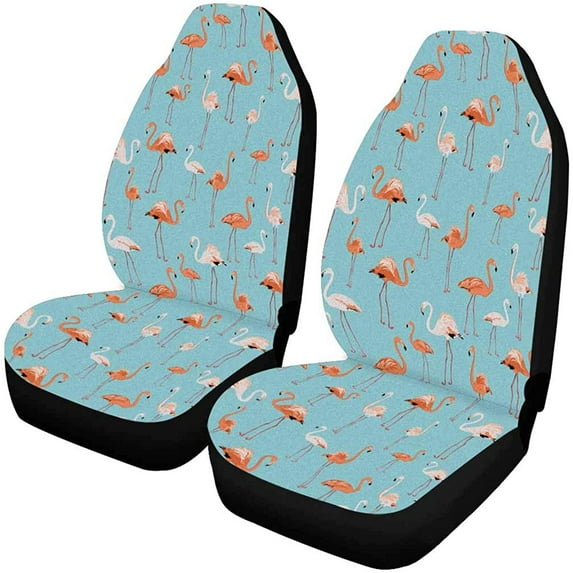 ZHANZZK Set of 2 Car Seat Covers Pink Flamingo Leaves Auto Front Universal Auto Front Seats Protector Fits for Car,SUV Sedan,Truck