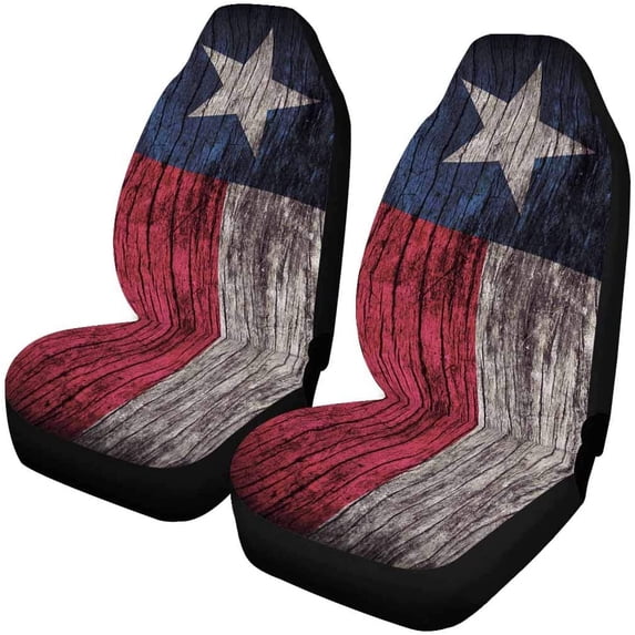 ZHANZZK Set of 2 Car Seat Covers Red White Stripes White Five-Pointed Star Universal Auto Front Seats Protector Fits for Car,SUV Sedan,Truck