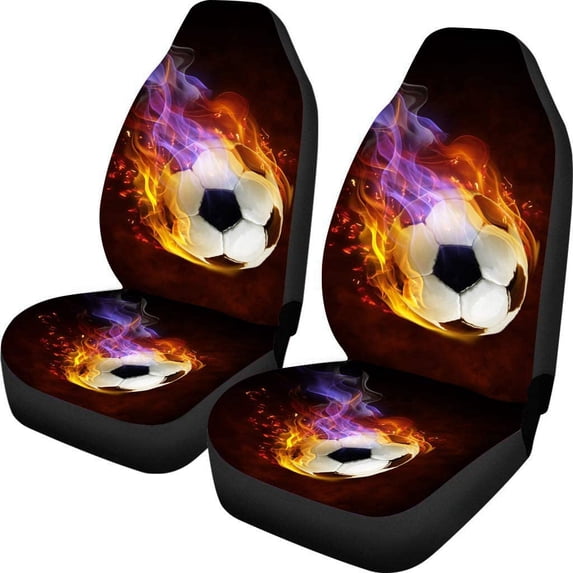 ZHANZZK Set of 2 Car Seat Covers Soccer 3D Universal Auto Front Seats Protector Fits for Car,SUV Sedan,Truck