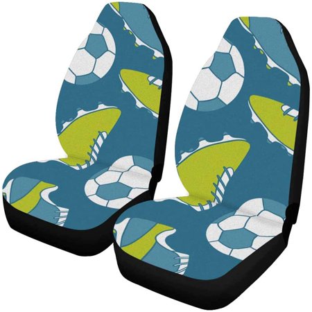 ZHANZZK Set of 2 Car Seat Covers Soccer Shoes Balls Sports Equipment Universal Auto Front Seats Protector Fits for Car,SUV Sedan,Truck