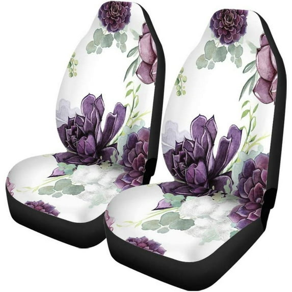 ZHANZZK Set of 2 Car Seat Covers Succulent Plants Universal Auto Front Seats Protector Fits for Car,SUV Sedan,Truck