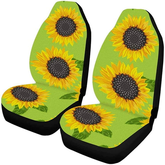 ZHANZZK Set of 2 Car Seat Covers Sunflower Universal Auto Front Seats Protector Fits for Car,SUV Sedan,Truck