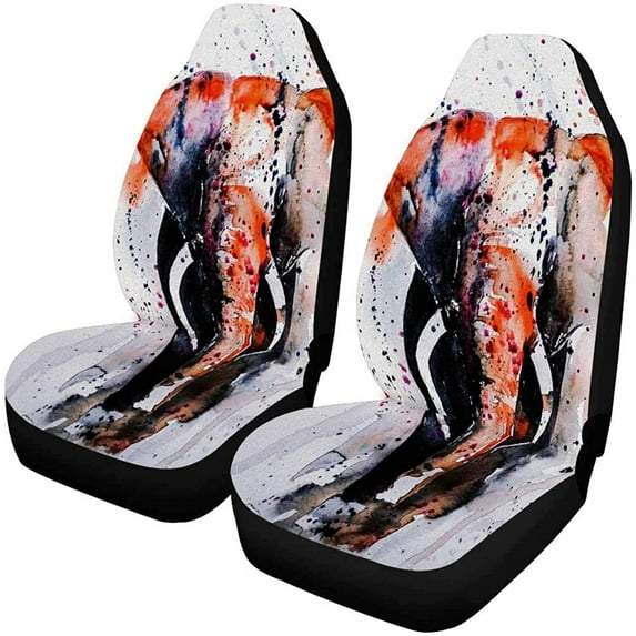 ZHANZZK Set of 2 Car Seat Covers Watercolor , Watercolor Elephant Universal Auto Front Seats Protector Fits for Car,SUV Sedan,Truck