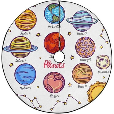 ZHANZZK The Planets Xmas Christmas Tree Skirt Stand Mat for Holiday Party Decoration Indoor Outdoor 36 inches