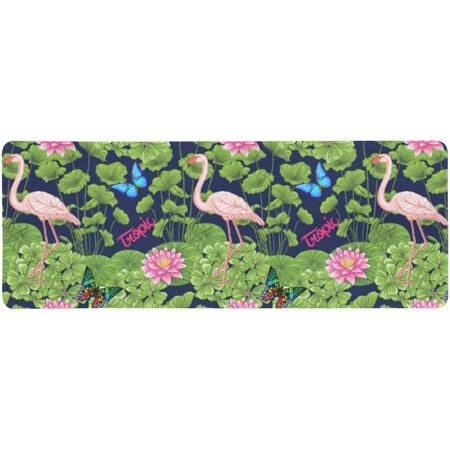 ZHANZZK Tropical Flamingo with Water Lily and Butterflies Extra Extended Large Gaming Mouse Pad Mat Desk Pad Keyboard Mat 31.5x12 inch