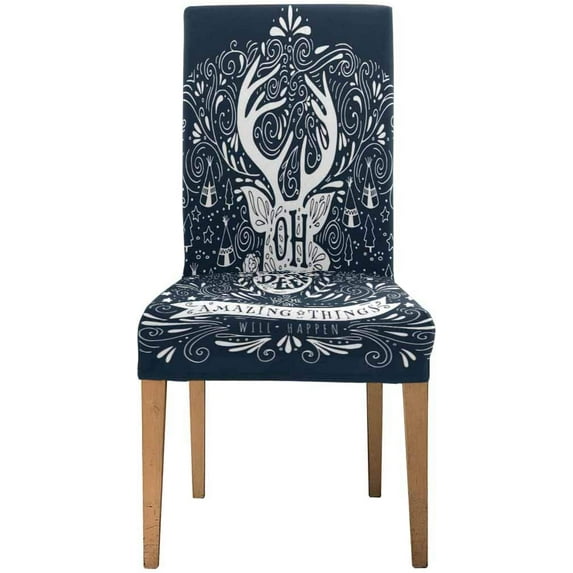 ZHANZZK Vintage Label with a Reindeer and Lettering Stretch Chair Cover Protector Seat Slipcover for Dining Room Hotel Wedding Party Set of 1