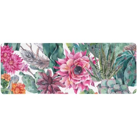 ZHANZZK Vintage Watercolor Cactus Flowers Feathers and Arrows Extra Extended Large Gaming Mouse Pad Mat Desk Pad Keyboard Mat 31.5x12 inch