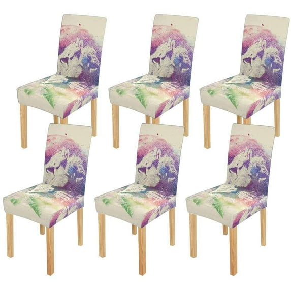 ZHANZZK Watercolor Abstract Lion Stretch Chair Cover Protector Seat Slipcover for Dining Room Hotel Wedding Party Set of 6