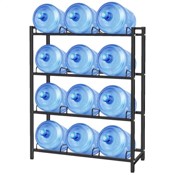 ZHAO 5 Gallon Water Jug Rack 12-Tray Water Bottle Organizer Carbon Steel Heavy Duty Storage Rack for Warehouse Office Studio Kitchen physical