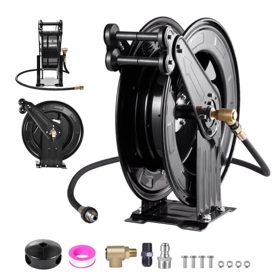 ZHAO Hose Reel for Pressure Washer Double Arm Auto-Retractable Washer Reel Smooth Rewind 4000PSI for Watering Flowers Grooming Pets manner