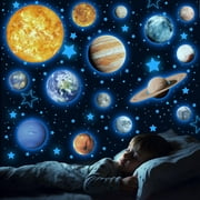ZHAO Solar System Wall Decals Glow in The Dark Stars 742 PCS, Glowing Planets Stickers for Ceiling, Nursery Wall Stickers for Bedroom, Kids Room Decorations